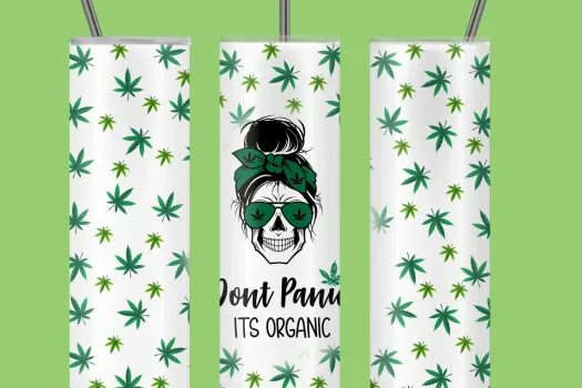 Free 20oz skinny tumbler sublimation png | Sublimation Designs Downloads | don't panic its organic mom skull on weed straight and tapered tumbler