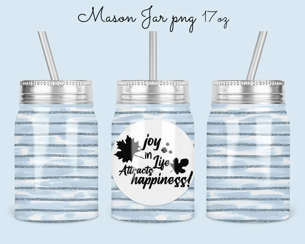 Free 17oz Mason Jar Tumbler Sublimation Design Template, Joy in life jar design to sublimate, Digital Instant Download PNG