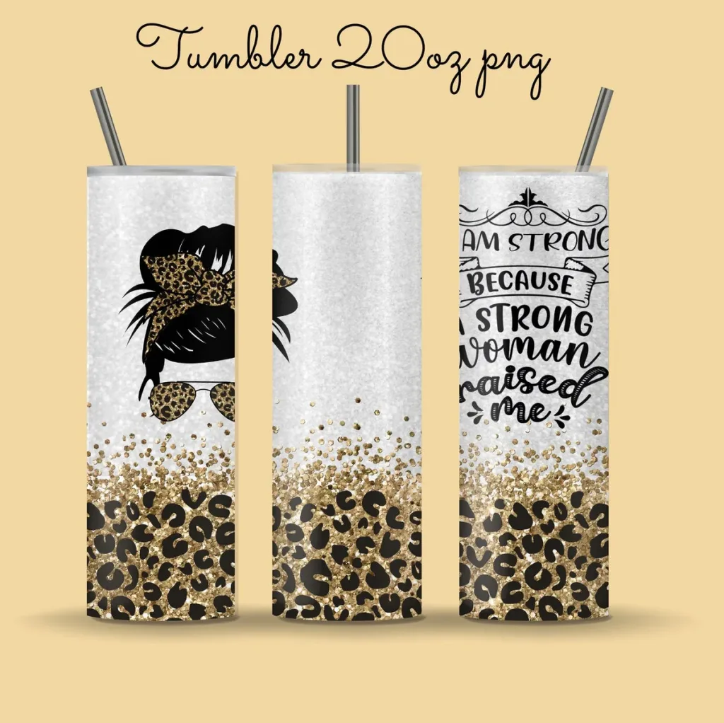 Free 20oz skinny tumbler sublimation png | Sublimation Designs Downloads | leopard mom glitter straight and tapered full tumbler wrap 2022