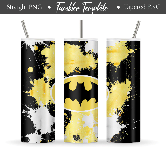 Free Batman 20oz Straight / Tapered Tumbler Design Template for Sublimation - Full Tumbler Wrap PNG -Digital File Only