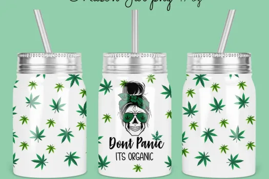 Free 17oz Mason Jar Tumbler Sublimation Design Template, Weed Mom bun weed flower Design, mom life sublimate Digital Download Dopest mom jar png