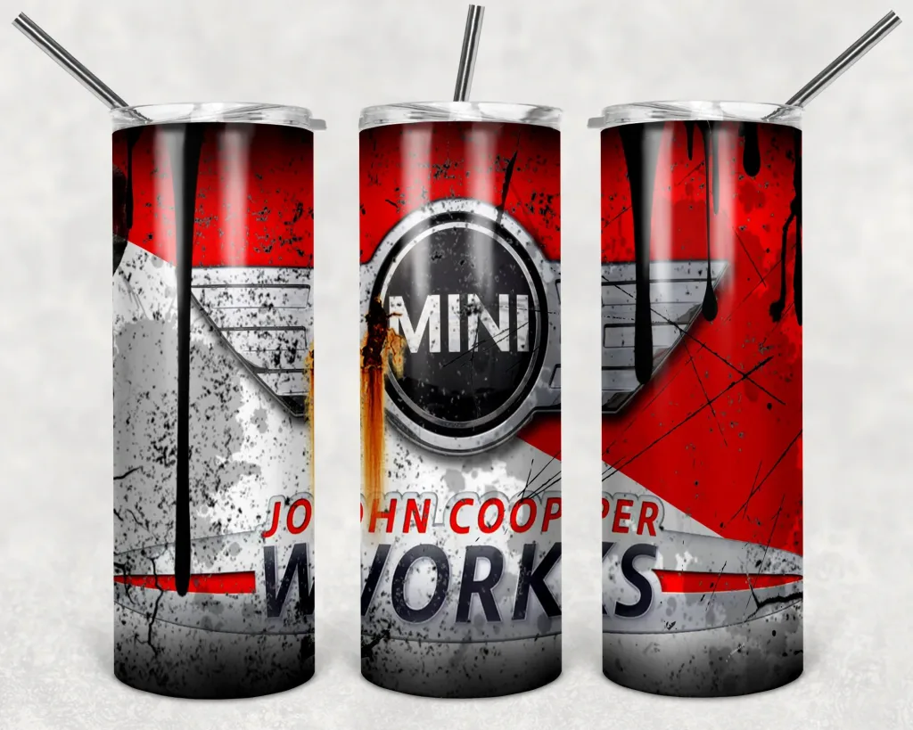 Free Mini John Cooper Works - 20oz Straight/ Tapered Tumbler Design Template for Sublimation - Full Tumbler Wrap - PNG Download