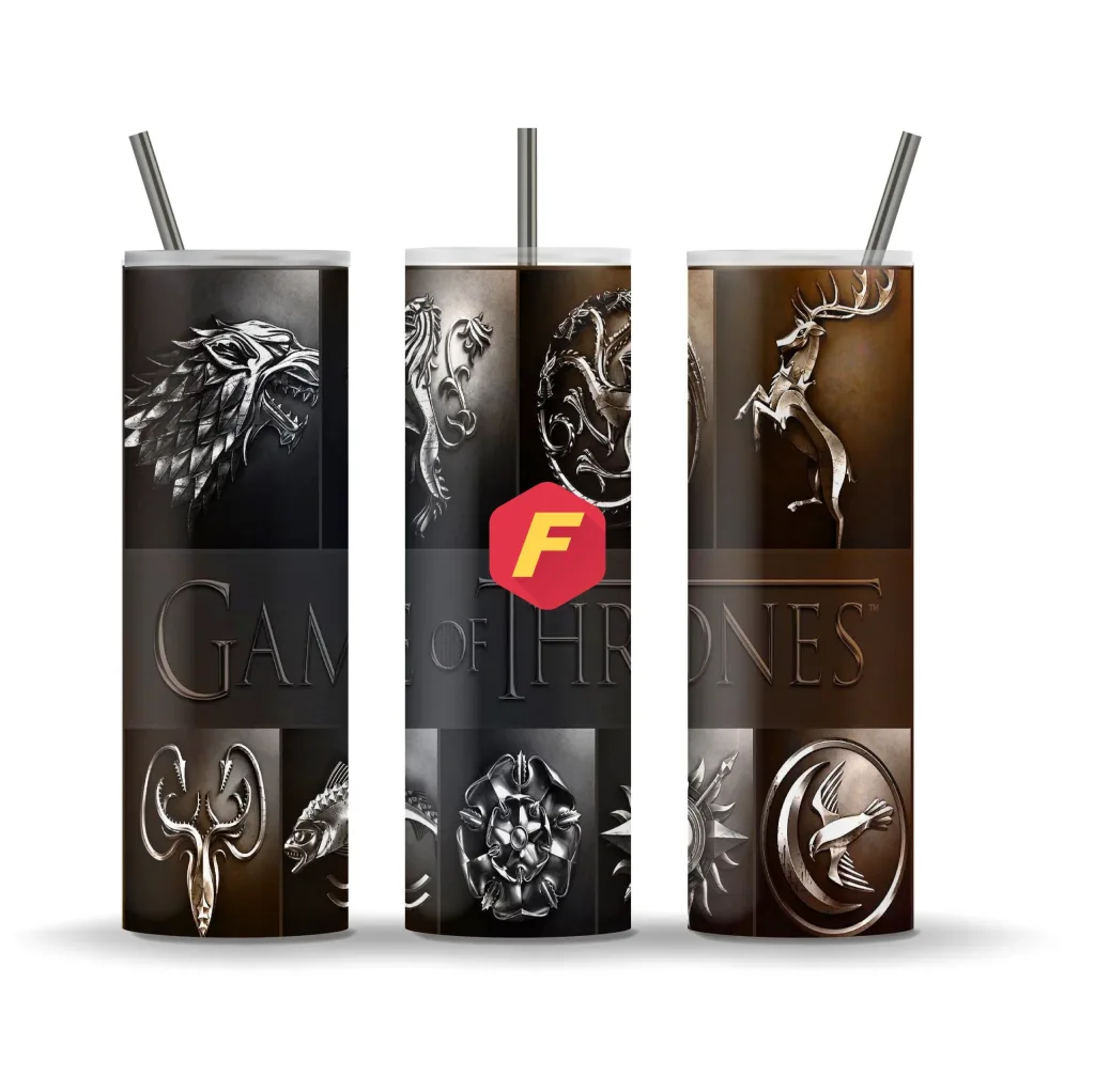 Free Game of Thrones tumbler 20oz Tumbler Design Template for Sublimation - Full Tumbler Wrap - Straight Tumbler PNG Download