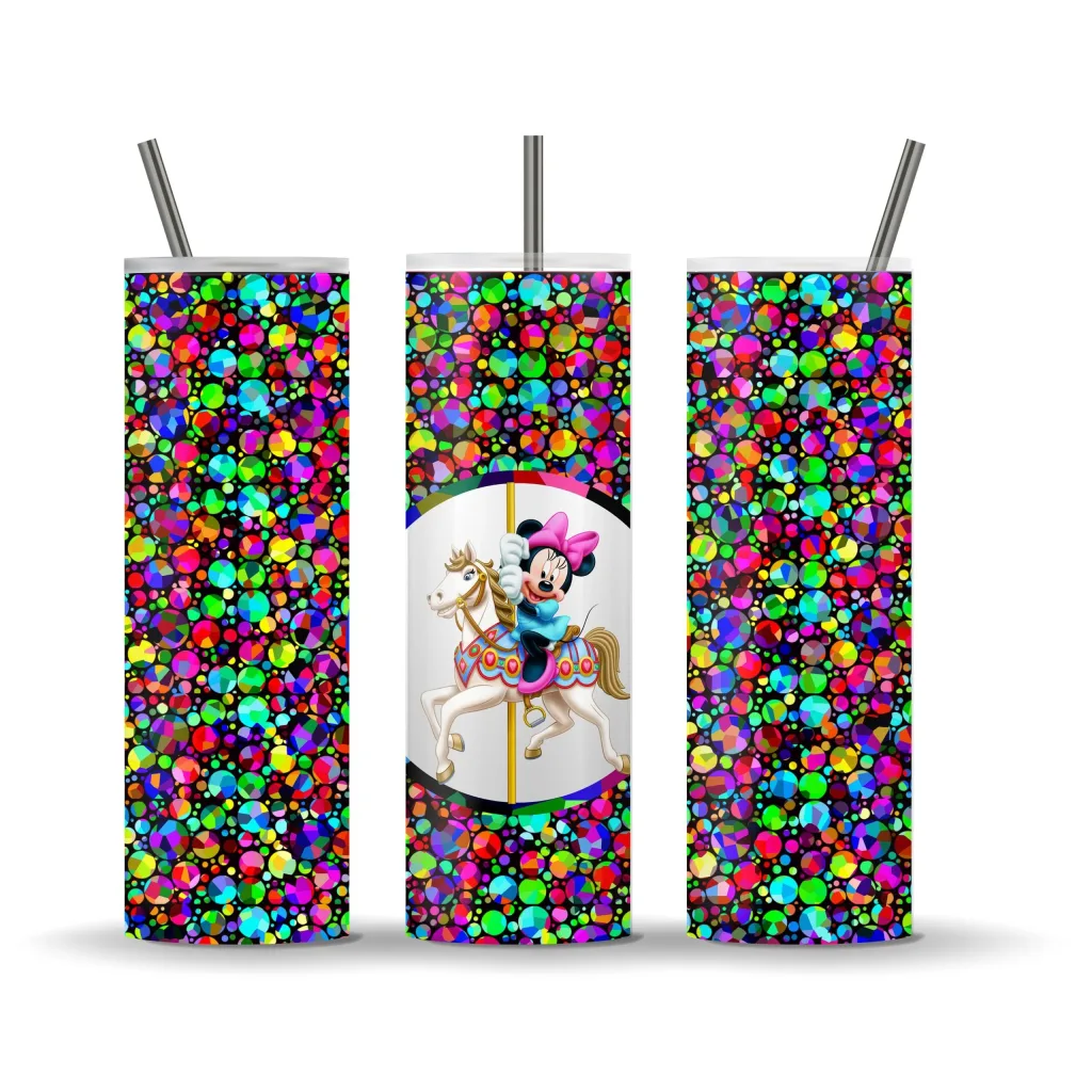 Free Mickey/ Minnie Mouse Colourful Tumbler 20 oz bottle sublimation design png 2021