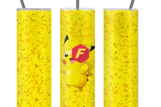 Free Smiling Pokemon Pikachu Tumbler 20oz Sublimation Design Download | Skinny Tumbler Wrap PNG 2021