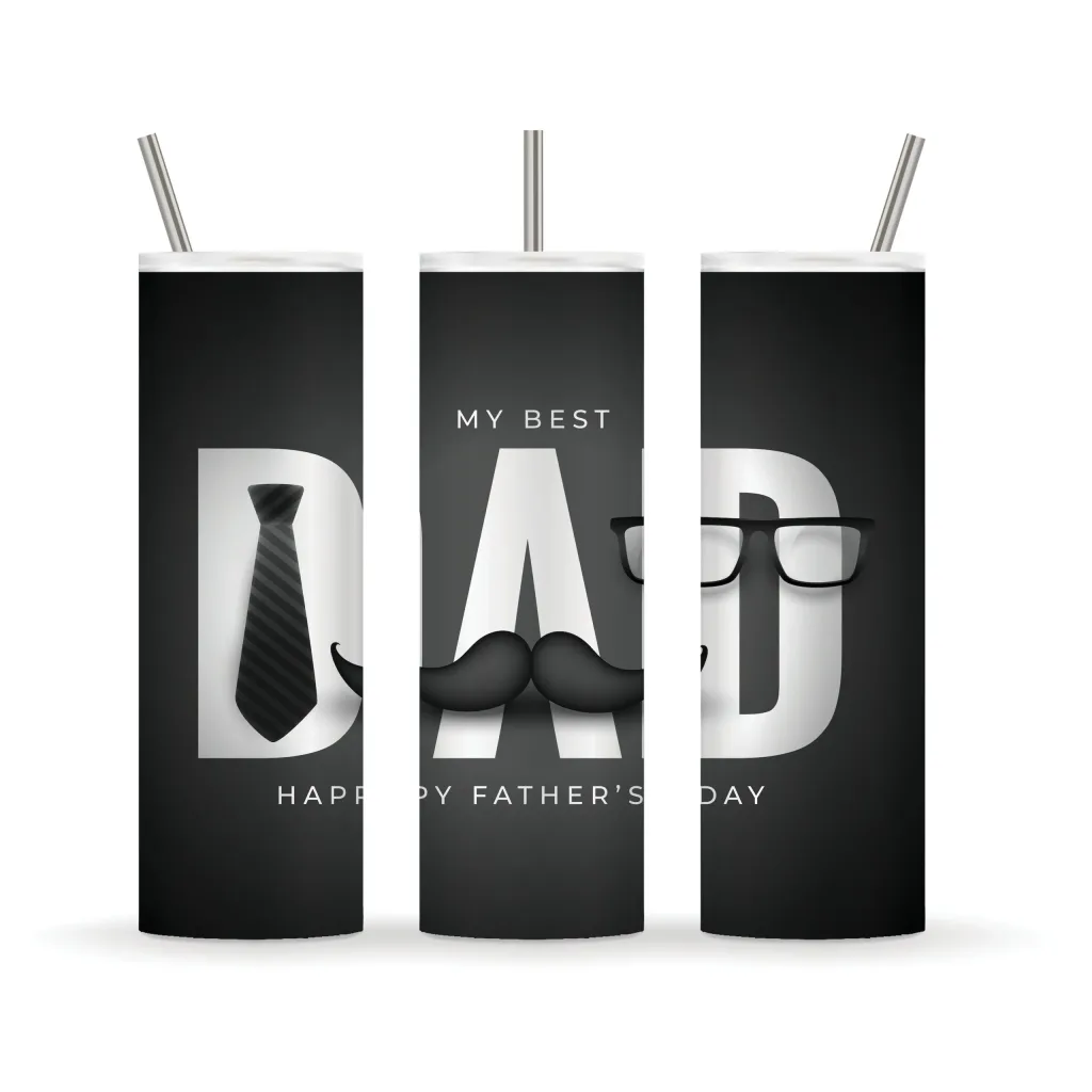 Free Best Dad 20oz Straight Tumbler Design Template for Sublimation -fathers day gift - PNG Download