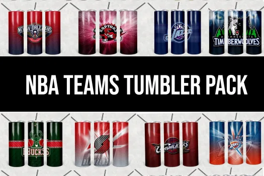 Free 32 National Basketball Association (NBA) tumbler package 20oz Straight / Tapered Tumbler Design Template for Sublimation -