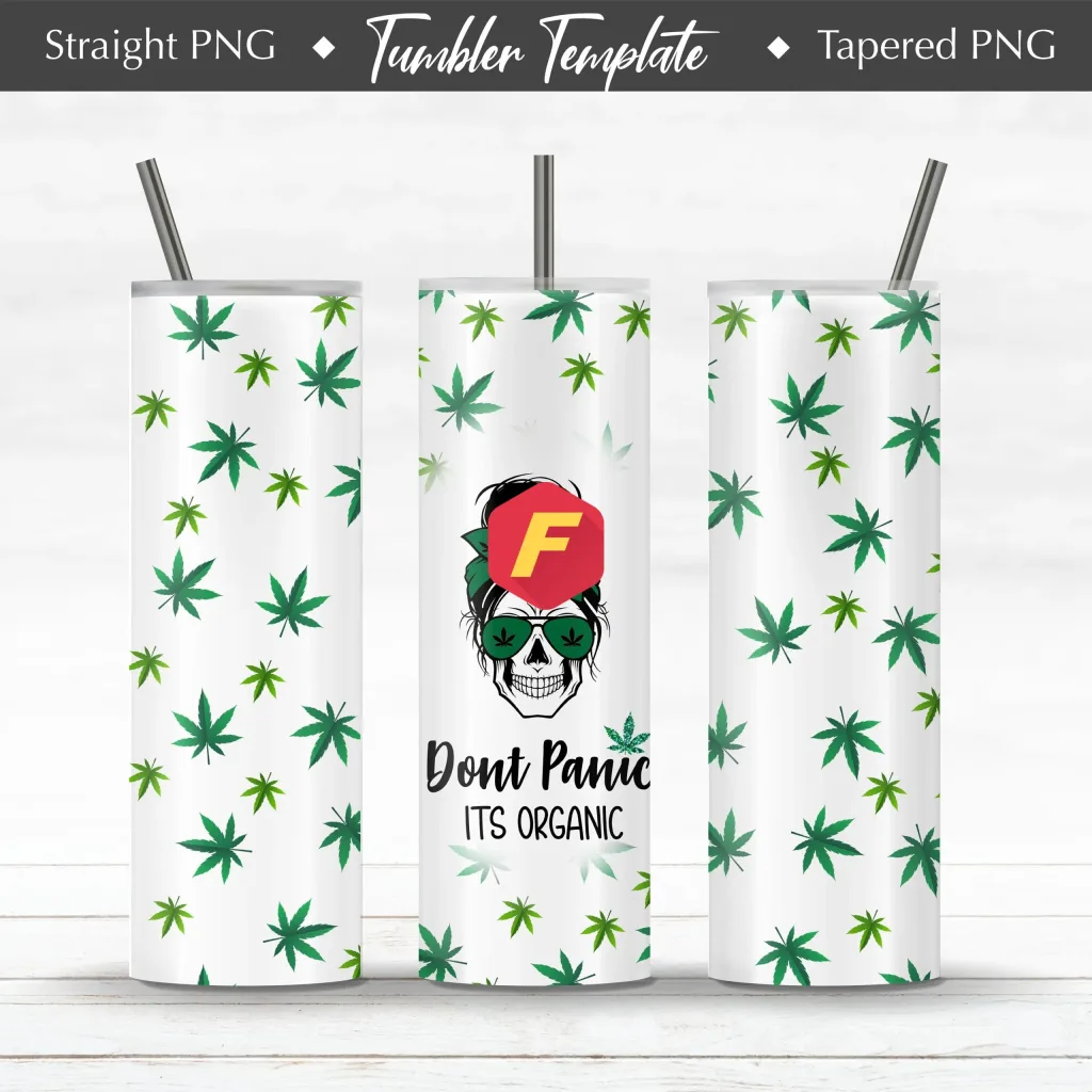Free Weed mom quote its organic 20oz Skinny glitter Design Template for Sublimation, Full Tumbler Wrap, PNG Digital Download | mom bun tumbler