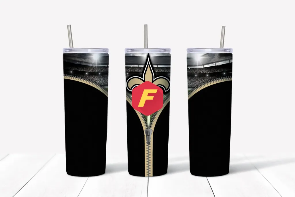 Free New Orleans Saints Football Team (NFL) Zipper tumbler 20oz Straight/Tapered Tumbler Design Template for Sublimation - Full Tumbler Wrap -PNG