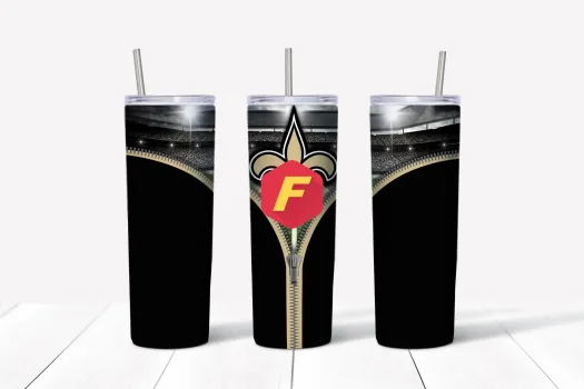 Free New Orleans Saints Football Team (NFL) Zipper tumbler 20oz Straight/Tapered Tumbler Design Template for Sublimation - Full Tumbler Wrap -PNG