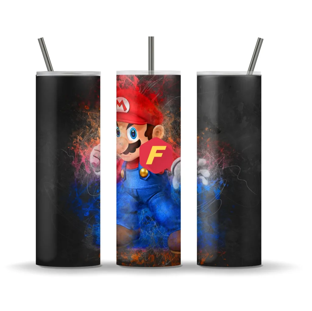 Free Super Mario tumbler 20oz Straight / Tapered Tumbler Design Template for Sublimation - Full Tumbler Wrap - PNG Download