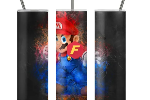 Free Super Mario tumbler 20oz Straight / Tapered Tumbler Design Template for Sublimation - Full Tumbler Wrap - PNG Download