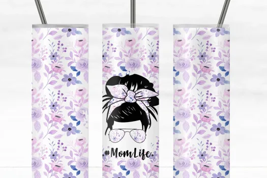 Free Floral mom life Sublimation | Pink Life Tumble | 20oz Tumbler Design | Gift For Mom | Skinny Wrap Design Template PNG Digital Download