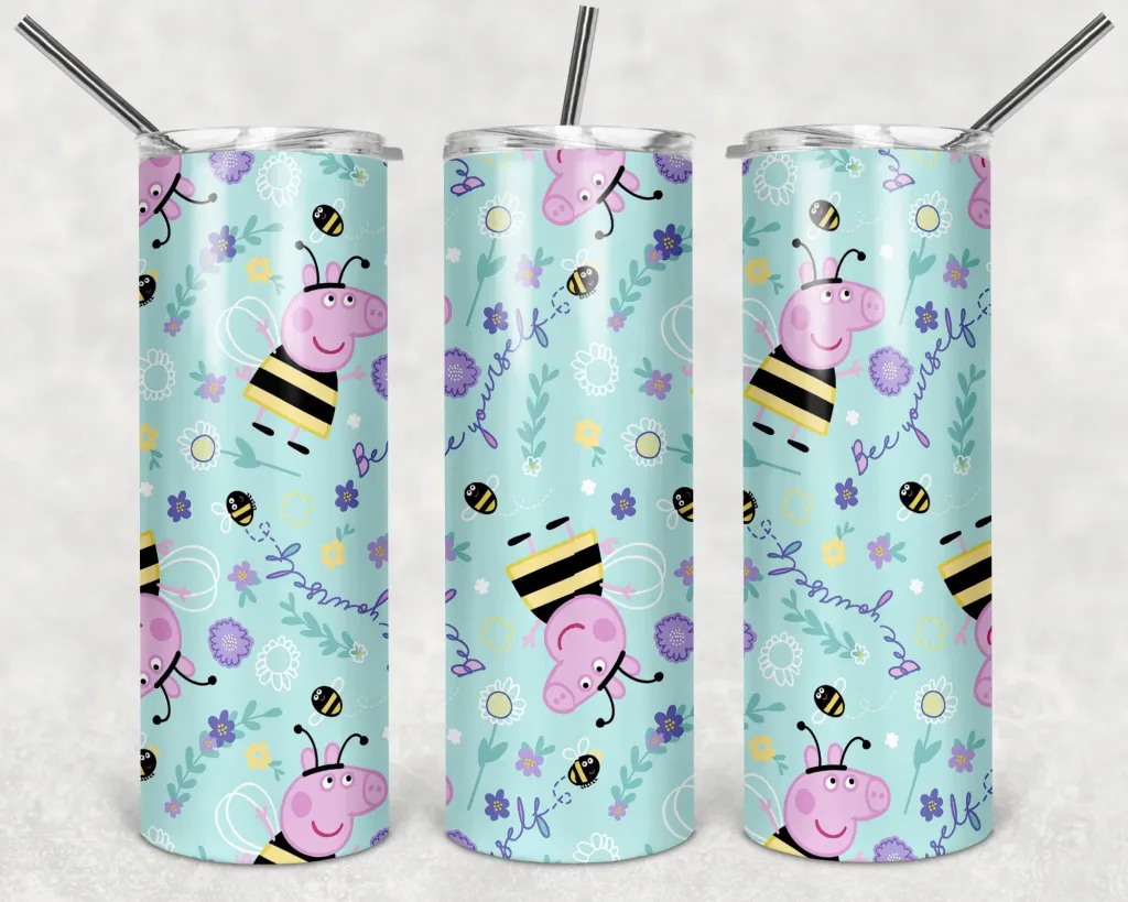 Free Pepa pig tumbler 20oz Straight / Tapered Tumbler Design Template for Sublimation - Full Tumbler Wrap - PNG Download