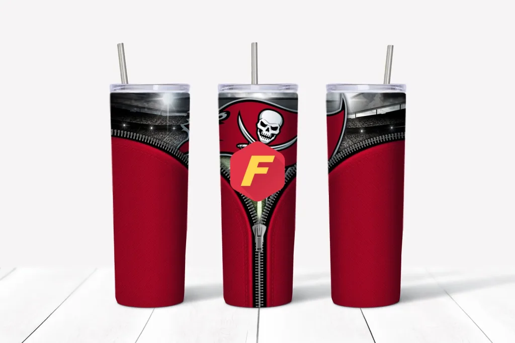 Free Tampa Bay Bucs Football Team Zipper (NFL) tumbler 20oz Straight / Tapered Tumbler Template for Sublimation Designs- Full Tumbler Wrap
