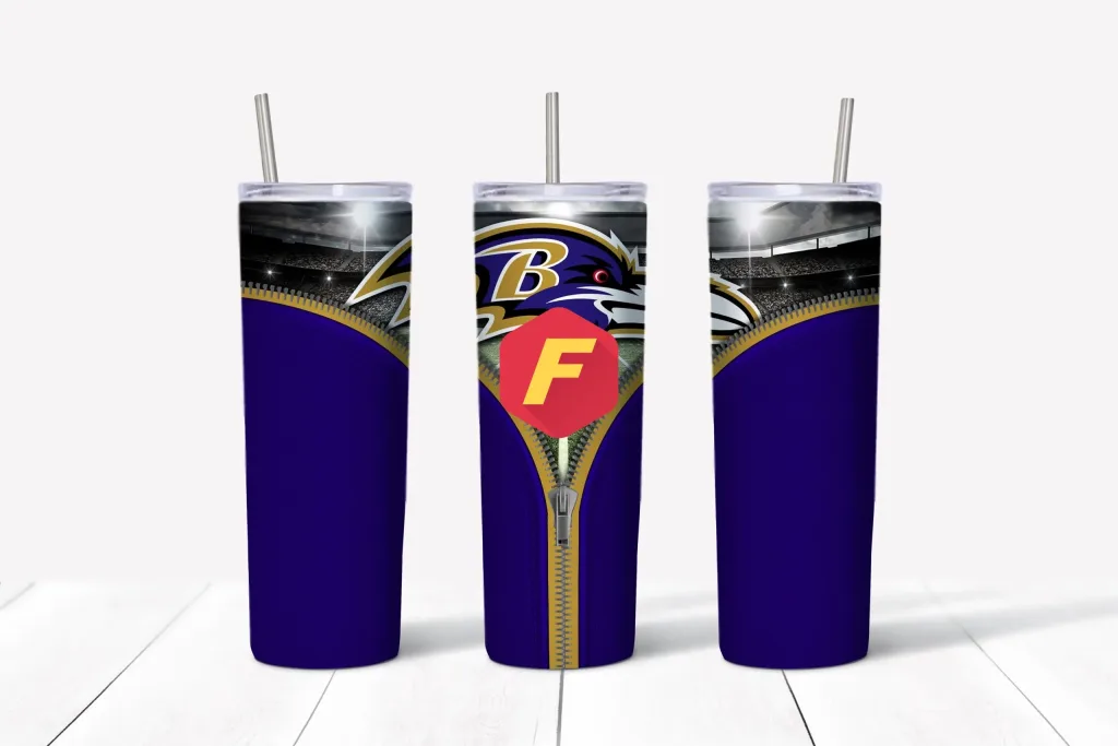 Free Baltimore Ravens Football Team (NFL) tumbler 20oz Straight / Tapered Tumbler Design Template for Sublimation - Full Tumbler Wrap - PNG