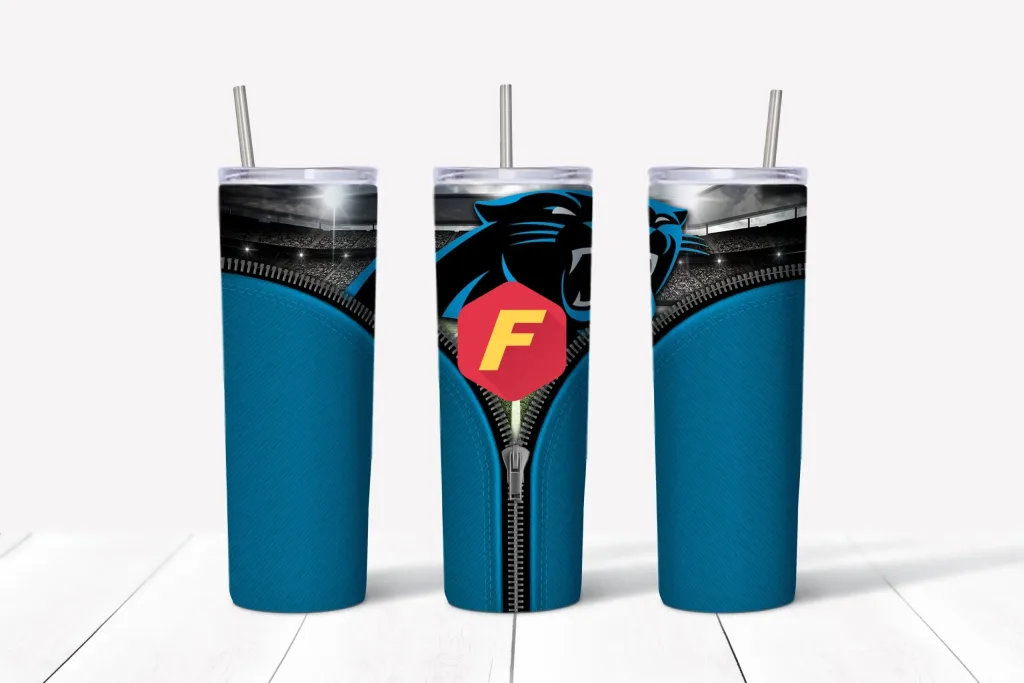 Free Carolina Panthers Team (NFL) tumbler 20oz Straight / Tapered Tumbler Design Template for Sublimation - Full Tumbler Wrap - PNG