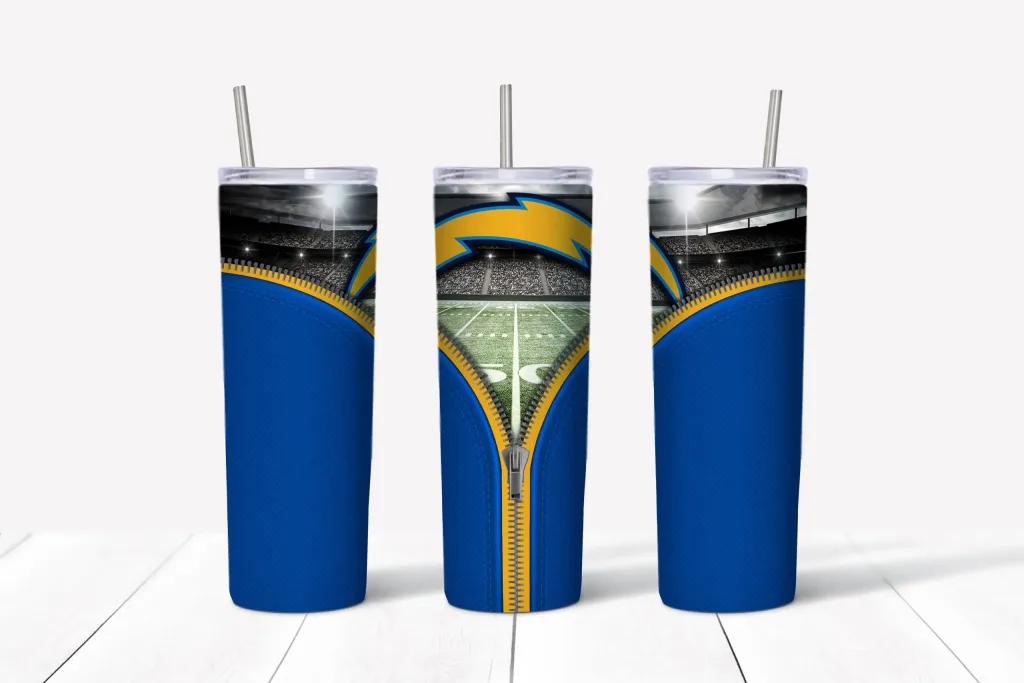 Free Los Angeles Chargers Team (NFL) tumbler 20oz Straight / Tapered Tumbler Design Template for Sublimation - Full Tumbler Wrap - PNG