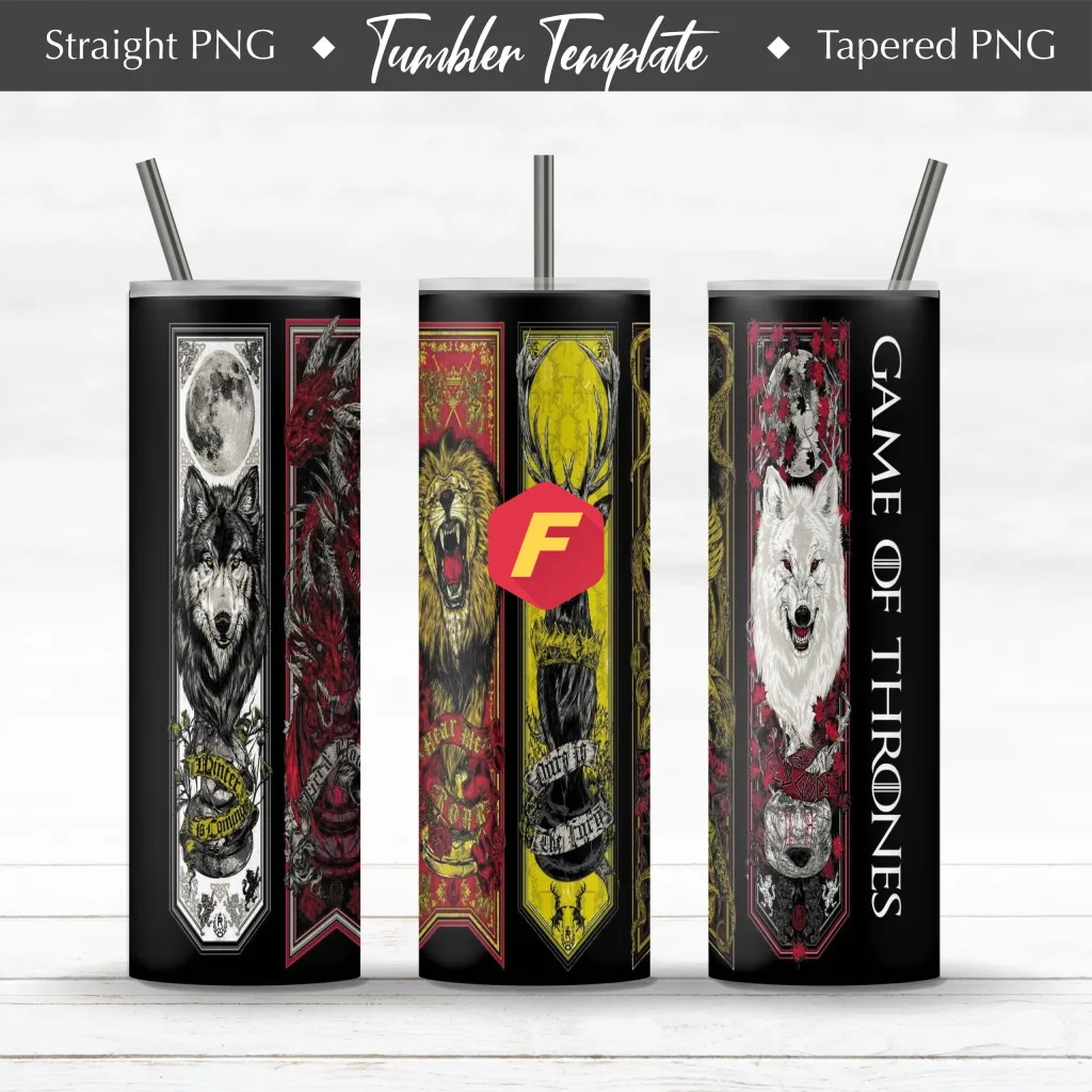 Free Game of Thrones tumbler 20oz Straight / Tapered Tumbler Design Template for Sublimation - Full Tumbler Wrap - PNG Download