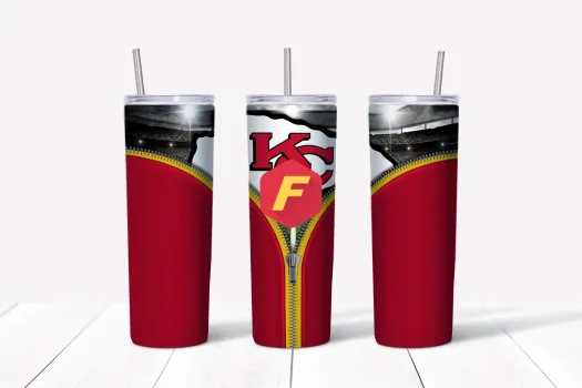 Free Chiefs Zipper NFL tumbler 20oz Straight / Tapered Tumbler Design Template for Sublimation - Full Tumbler Wrap - PNG Download