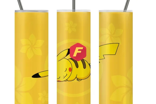 Free Sleeping Pokemon Pikachu Tumbler 20oz Sublimation Design Download | Skinny Tumbler Wrap PNG 2021