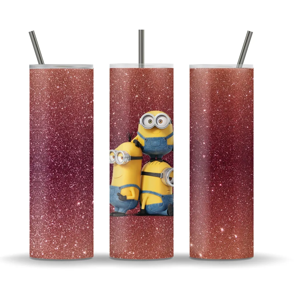 Free Minion Glitter 20oz Skinny Straight & Tapered Bundle,Bundle Design Template for Sublimation, Full Tumbler Wrap, PNG Digital Download