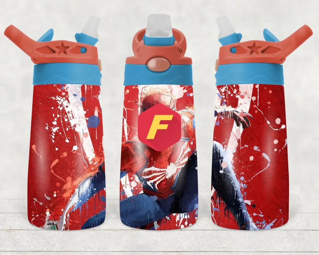 Free Spider man with red & blue background 12oz Flip top Design, Flip Top Sippy cup Template for Sublimation, Tumbler Wrap, PNG Digital Download