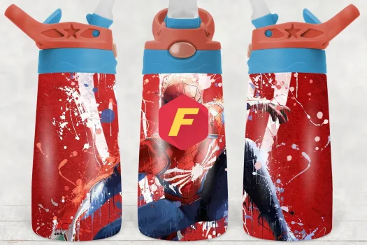 Free Spider man with red & blue background 12oz Flip top Design, Flip Top Sippy cup Template for Sublimation, Tumbler Wrap, PNG Digital Download