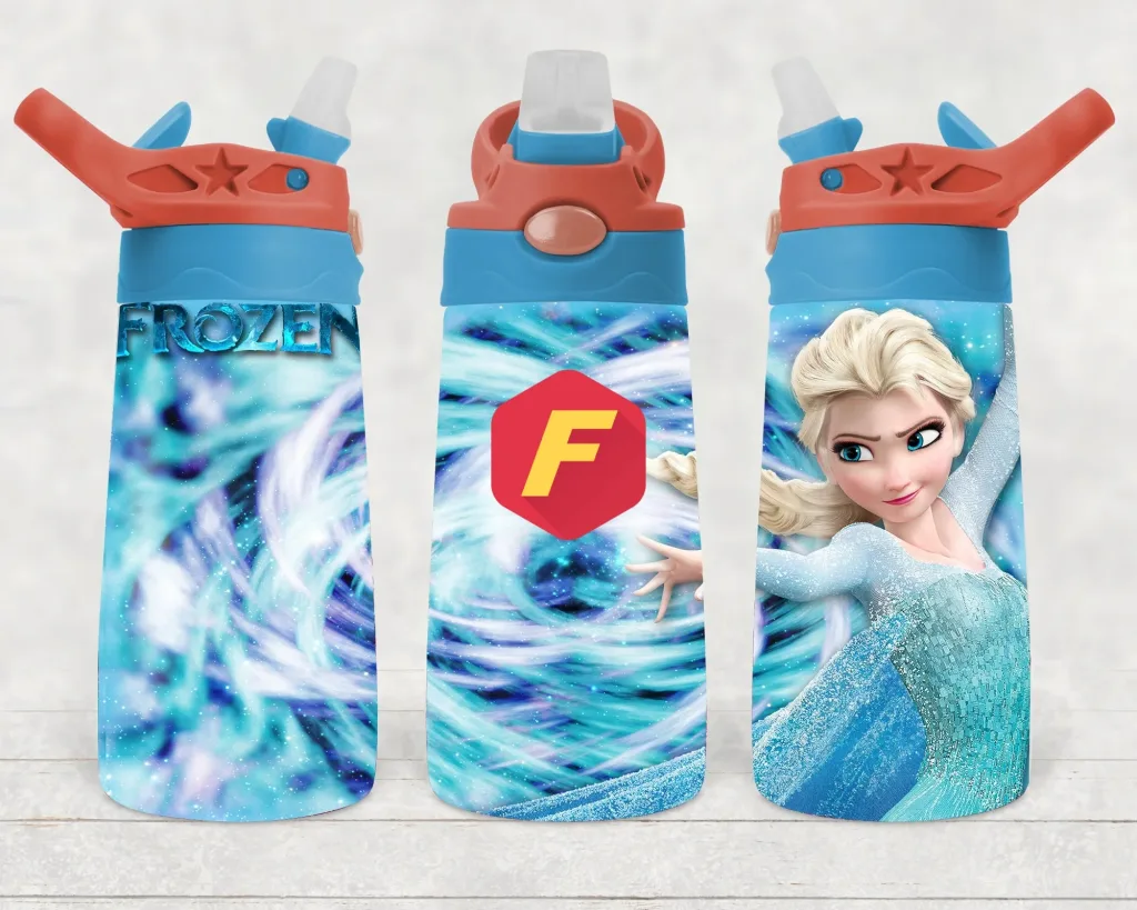 Free Frozen Princess 12oz  Flip top Design, Flip Top Sippy cup Template for Sublimation, Tumbler Wrap, PNG Digital Download