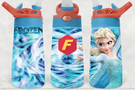 Free Frozen Princess 12oz  Flip top Design, Flip Top Sippy cup Template for Sublimation, Tumbler Wrap, PNG Digital Download