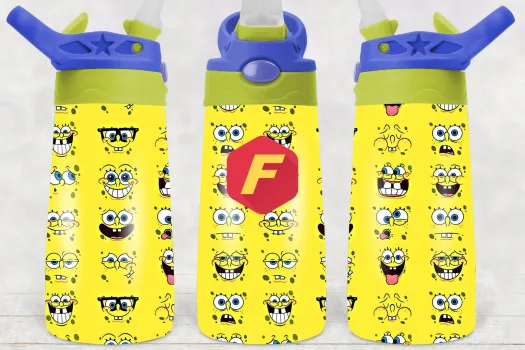 Free Sponge bob 12oz  Flip top Design, Flip Top Sippy cup Template for Sublimation Straight / Tapered, Tumbler Wrap, PNG Digital Download