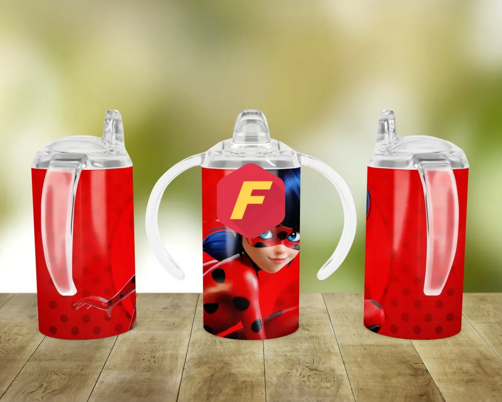 Free Lady Bug Sippy cup Template for blank cup Sublimation, Full Wrap, PNG Digital Download for kids