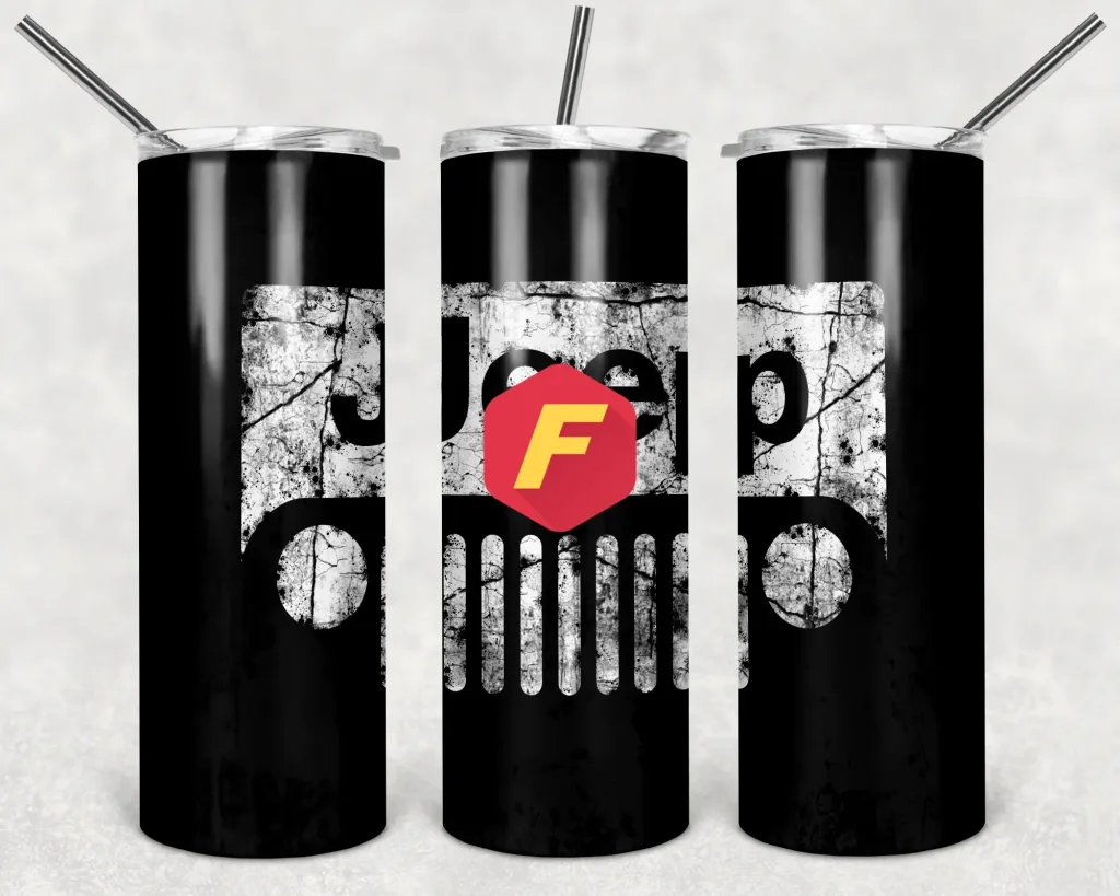 Free Jeep Black - 20oz Straight / Tapered Tumbler Design Template for Sublimation - Full Tumbler Wrap - PNG Download