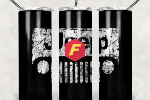 Free Jeep Black - 20oz Straight / Tapered Tumbler Design Template for Sublimation - Full Tumbler Wrap - PNG Download