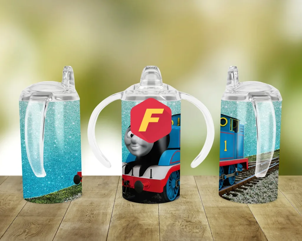 Free Thomas the train Sippy cup Template for blank cup Sublimation, Full Wrap, PNG Digital Download for kids