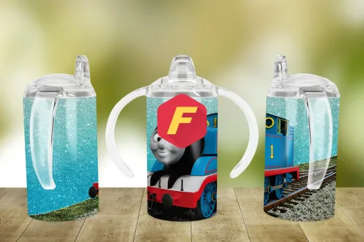 Free Thomas the train Sippy cup Template for blank cup Sublimation, Full Wrap, PNG Digital Download for kids