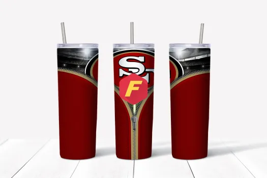 Free 49ers Zipper NFL tumbler 20oz Straight / Tapered Tumbler Design Template for Sublimation - Full Tumbler Wrap - PNG Download