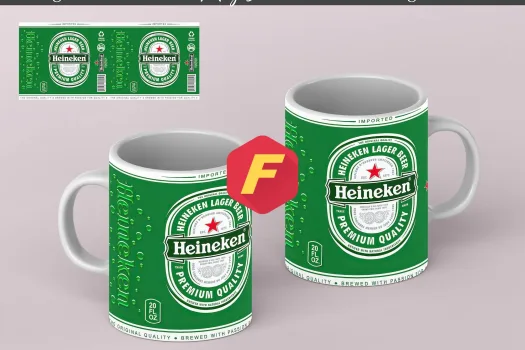 Free Heineken Mug Sublimation Template - Mug Sublimation Designs - 11Oz Mug - 15Oz Mug PNG Mug Templates - Cricut Mug Press Designs Wrap