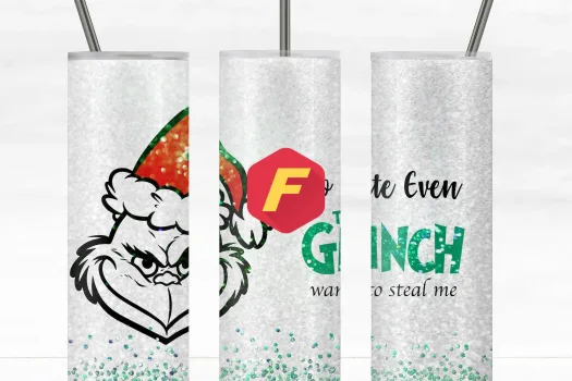 Free So cute even grinch wants to steal me 20oz Straight / Tapered Glitter Design Template for Sublimation - Full Tumbler Wrap - PNG Download