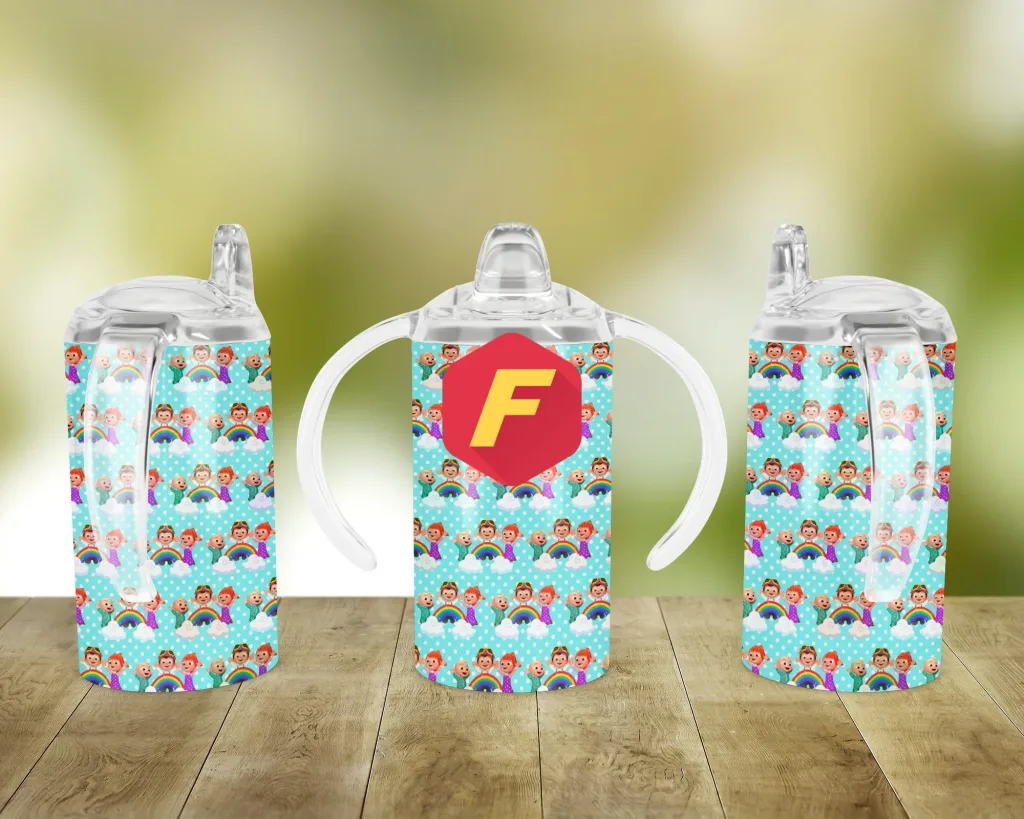 Free Cute Cocomelon 12oz Sippy cup Template for blank cup Sublimation, Full Wrap, Ready to Press PNG Digital Download for kids
