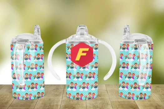 Free Cute Cocomelon 12oz Sippy cup Template for blank cup Sublimation, Full Wrap, Ready to Press PNG Digital Download for kids