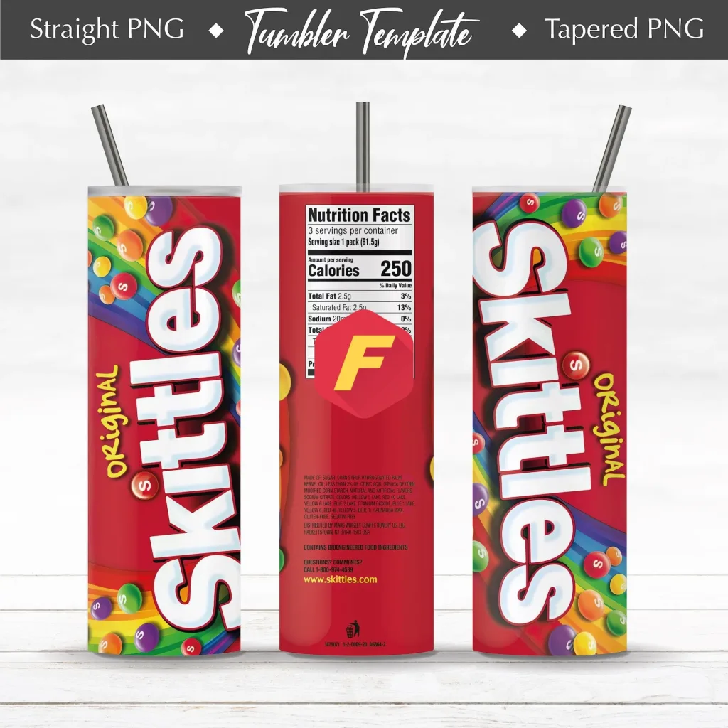 Free Skittles 20oz Skinny Straight & Tapered Bundle,Bundle Design Template for Sublimation, Full Tumbler Wrap, PNG Digital Download