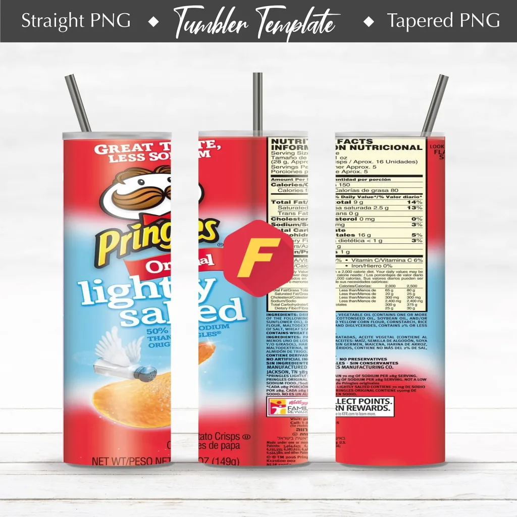 Free Pringles tumbler 20oz Straight / Tapered Tumbler Design Template for Sublimation - Full Tumbler Wrap - PNG Download