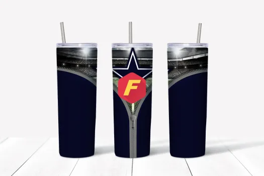 Free Dallas Cowboys Zipper NFL tumbler 20oz Straight / Tapered Tumbler Design Template for Sublimation - Full Tumbler Wrap - PNG Download