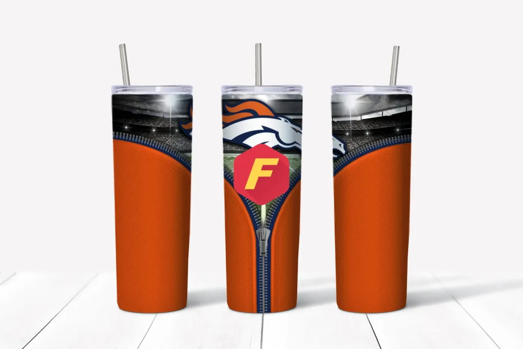 Free Denver Broncos Zipper NFL tumbler 20oz Straight / Tapered Tumbler Design Template for Sublimation - Full Tumbler Wrap - PNG | Ready to press