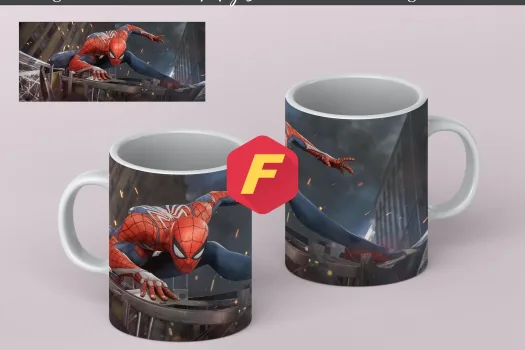 Free Spiderman Mug Sublimation Template - Designs - 11Oz Mug - 15Oz Mug PNG Mug Templates - Cricut Mug Press Designs Wrap