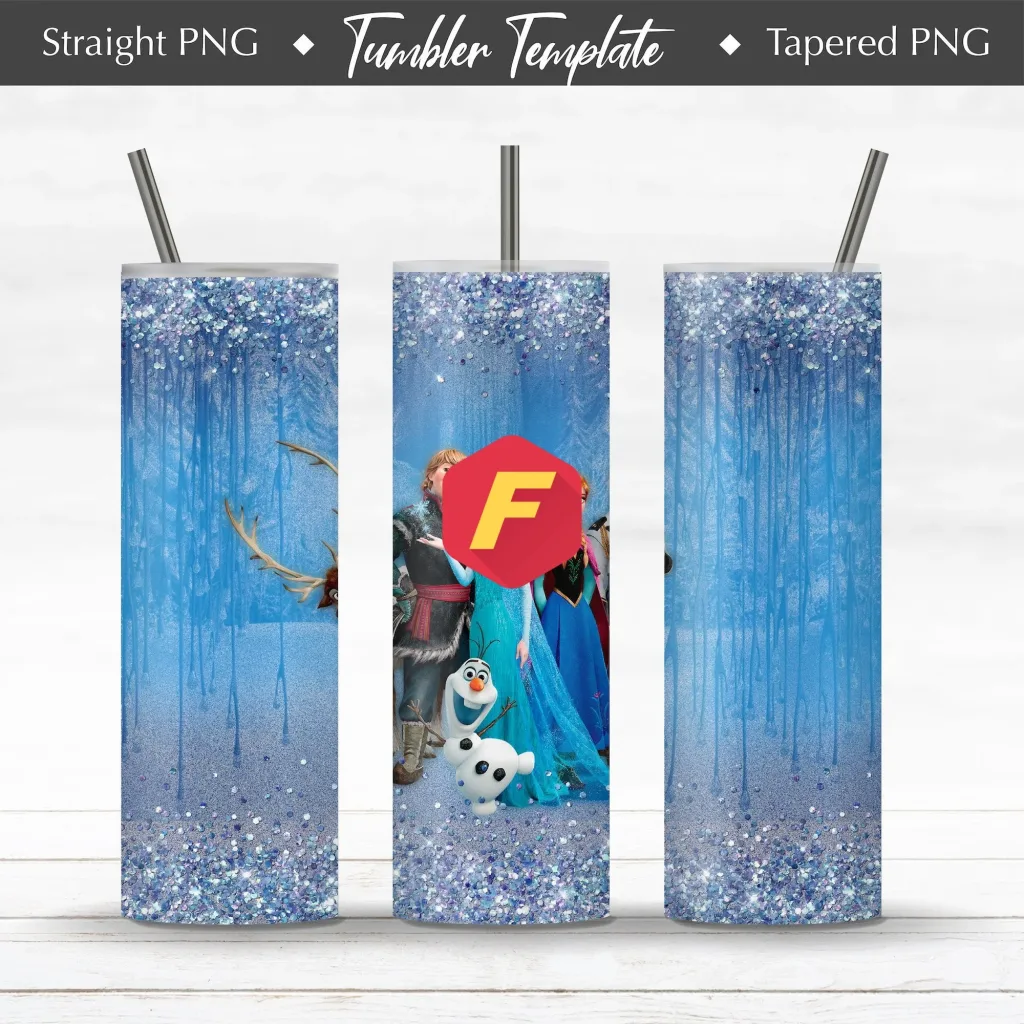 Free Elsa frozen Glitter Tumbler 20oz Sublimation Design Download | Skinny Tumbler PNG 2021
