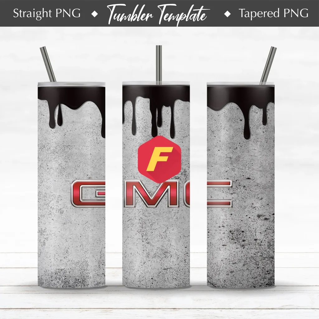 Free GMC grey grunge oil paint drip 20oz Skinny Tumbler Sublimation Design Template  Straight / Tapered Design Digital Download PNG