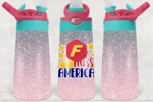 Free Little miss america 12oz Flip top Design, Flip Top Sippy cup Template for Sublimation, Tumbler Wrap, PNG Digital Download