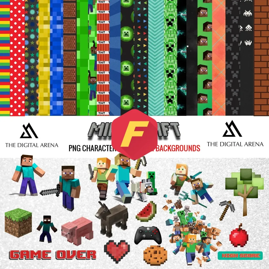 Free Minecraft PNG and Transparent  Images high resolution pdf |  PNG | Papers design Birthday Party Design Pack